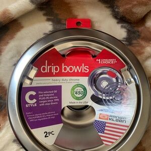 Drip Bowls 2 Pack Range Kleen Heavy Duty Energy Saver Chrome Style C
